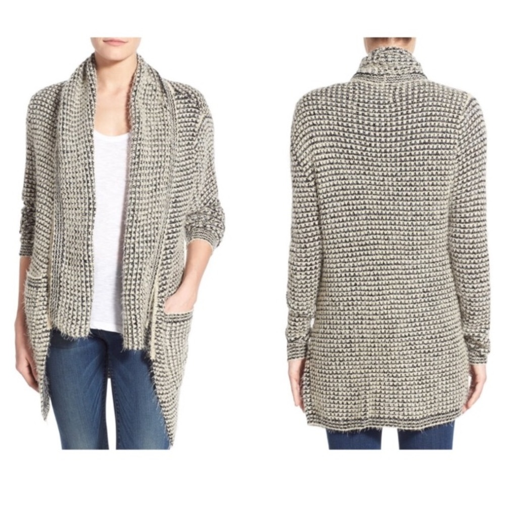 NWT Coin 1804 Two Tone Wool Blend  Fuzzy Cardigan